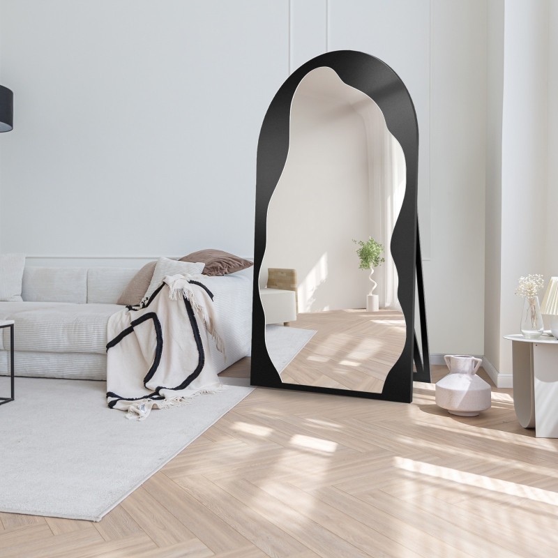 Miroir debout demi-ovale organique dans un cadre MDF - AURO 2 SUR PIED