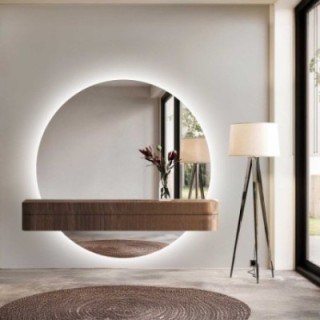 Miroir de salle de bains rond en deux parties avec éclairage WIRO LED