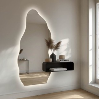 Miroir de forme irrégulière avec découpe d'armoire et éclairage - AURO 2 LED