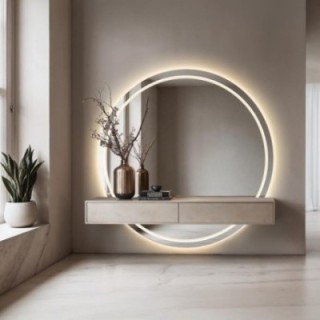 Miroir de salle de bains rond en deux parties avec éclairage WIRO LED I