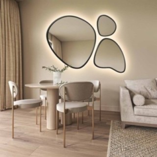 Set de trois miroirs organiques dans un cadre avec illumination - FLORA IN LED FRAME