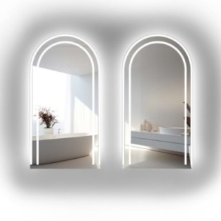 Set de deux miroirs de salle de bain semi-ovales avec éclairage - KIT KORIA LED