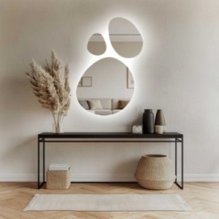 Set de trois miroirs de forme organique avec éclairage - OPALIT LED