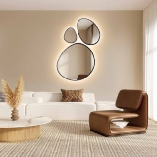 Set de trois miroirs organiques dans un cadre avec illumination - OPALIT IN LED FRAME