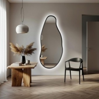 Miroir de forme organique dans un cadre avec éclairage - BARYT IN LED FRAME