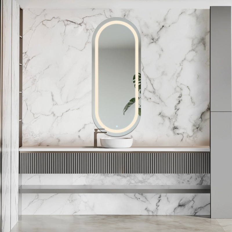 Miroir ovale sablé avec éclairage - HOLI LED