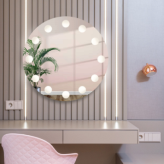 Miroir de coiffeuse rond avec éclairage LED - HOLLYWOOD
