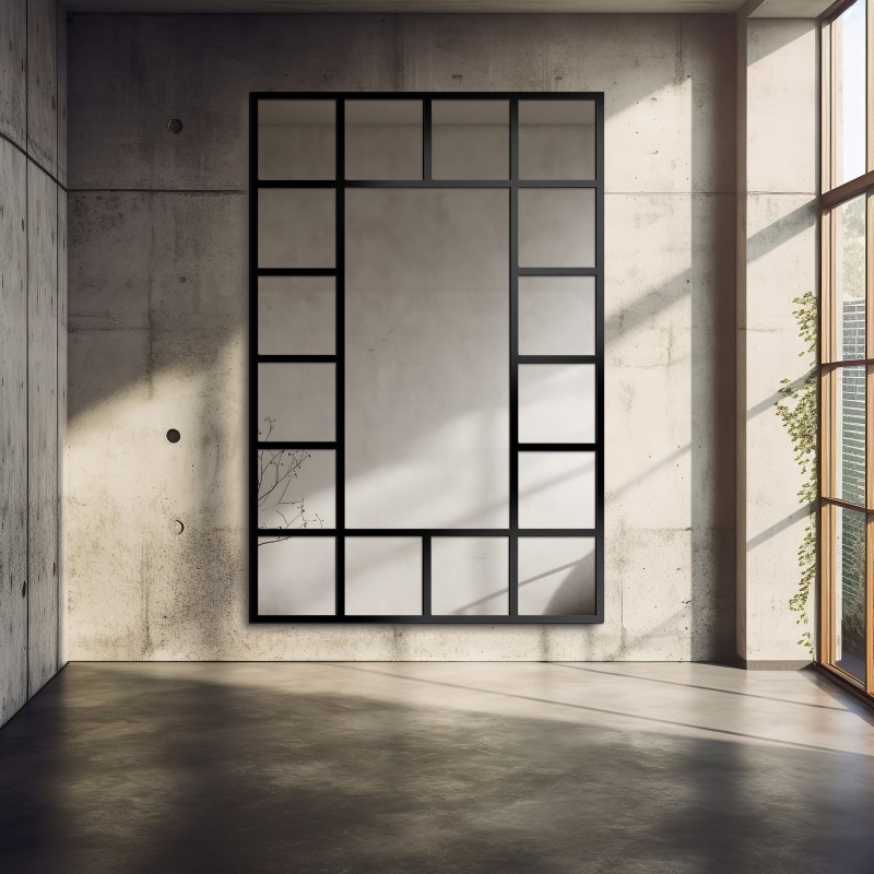 Miroir Loft avec meneaux - ISMENA - couleur du cadre au choix