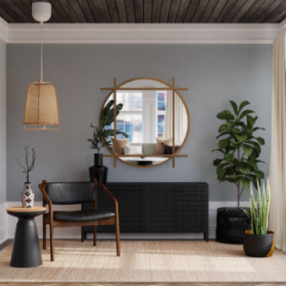 Miroir rond de loft avec montants en mdf - IZYD - couleur au choix