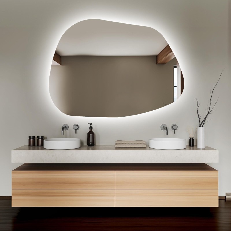 Miroir de forme organique avec éclairage - BAZALT LED