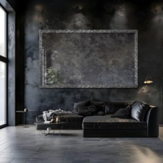 Miroir mural de luxe avec cadre graphite et panneau vieilli - JAN SILVER