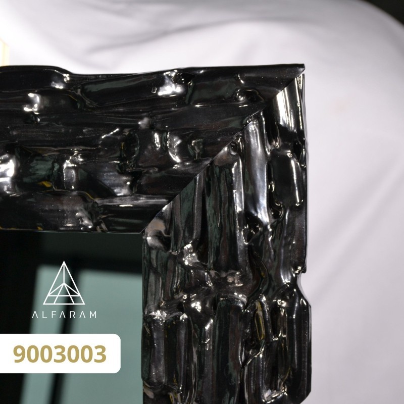 Miroir mural de luxe dans un cadre couleur graphite richement décoré  - 9003003