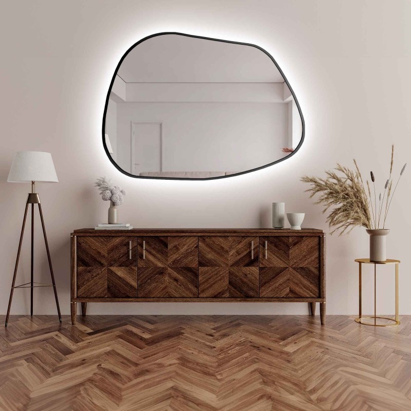 Miroir de forme organique avec éclairage - BAZALT IN LED FRAME