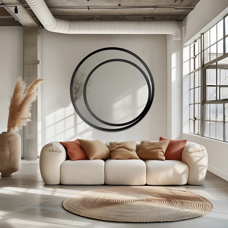 Miroir rond dans un double cadre en mdf - JASMIN