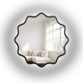 Miroir rond dans un cadre ondulé en MDF avec éclairage intégré - AQUARELLE NAYA LED