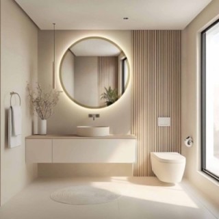 Miroir rond dans un cadre en or brillant avec éclairage - BELLA LED