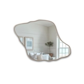 Miroir aux formes organiques dans un cadre en MDF couleur cachemire - MARIS DUNE DANS SON CADRE