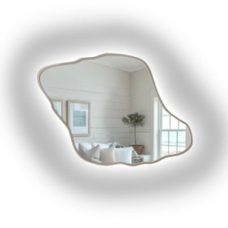 Miroir aux formes organiques, avec cadre en MDF couleur cachemire et éclairage intégré - MARIS DUNE LED DANS SON CADRE