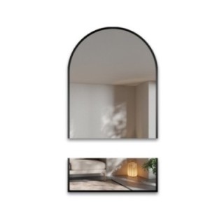 Miroir semi-ovale pour coiffeuse en mdf noir mat cadre en deux parties -BERDO- couleur du cadre au choix