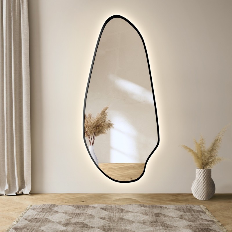 Miroir de forme irrégulière dans un cadre en mdf avec éclairage - JASPIS IN LED FRAME