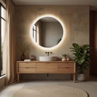 Miroir de salle de bain rond avec éclairage LED CAPELLA