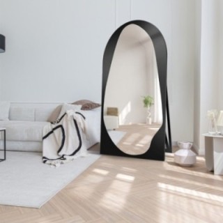 Miroir debout demi-ovale organique dans un cadre MDF - JASPIS SUR PIED