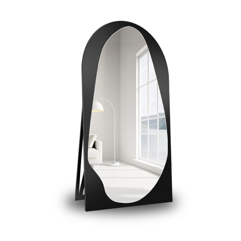 Miroir debout demi-ovale organique dans un cadre MDF - JASPIS SUR PIED