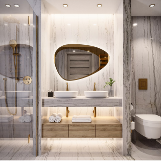 Miroir de forme organique avec éclairage - KALCYT LED