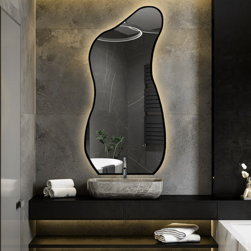 Miroir de forme organique dans un cadre avec éclairage - ANGELIT IN LED FRAME