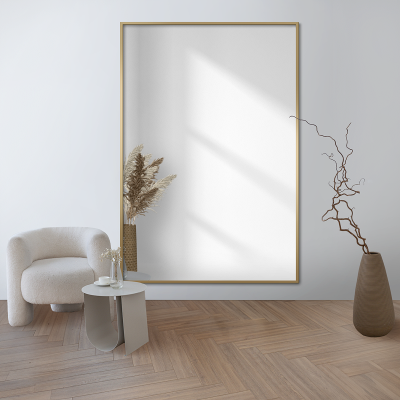 Miroir rectangulaire dans un cadre minimaliste doré - 1201 - couleur du cadre au choix