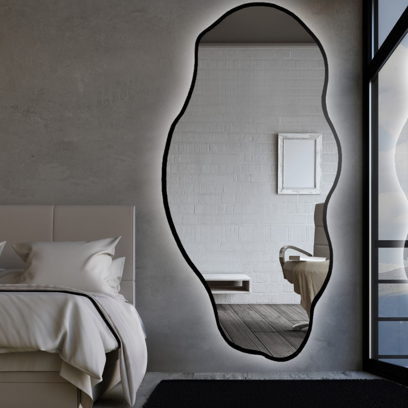 Miroir de forme organique dans un cadre avec éclairage - LOLIT IN LED FRAME