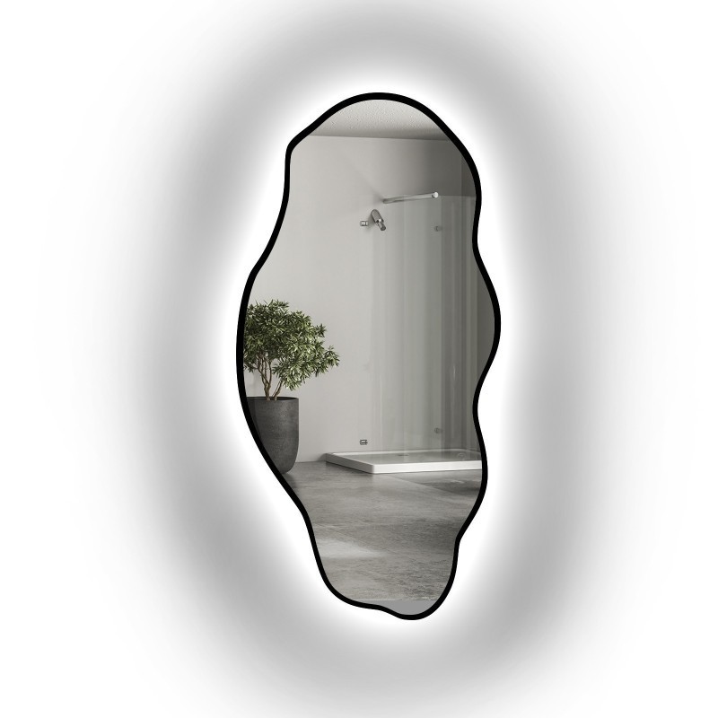Miroir de forme organique dans un cadre avec éclairage - LOLIT IN LED FRAME