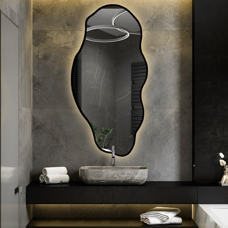 Miroir de forme organique dans un cadre avec éclairage - LOLIT IN LED FRAME