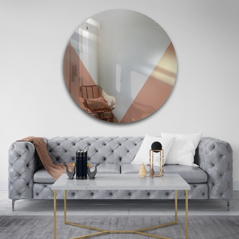 Miroir décoratif rond avec panneau en cuivre or rose - LOLO