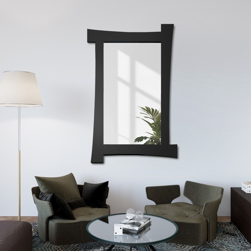 Miroir avec cadre noir mat - LUIS MDF - couleur du cadre au choix