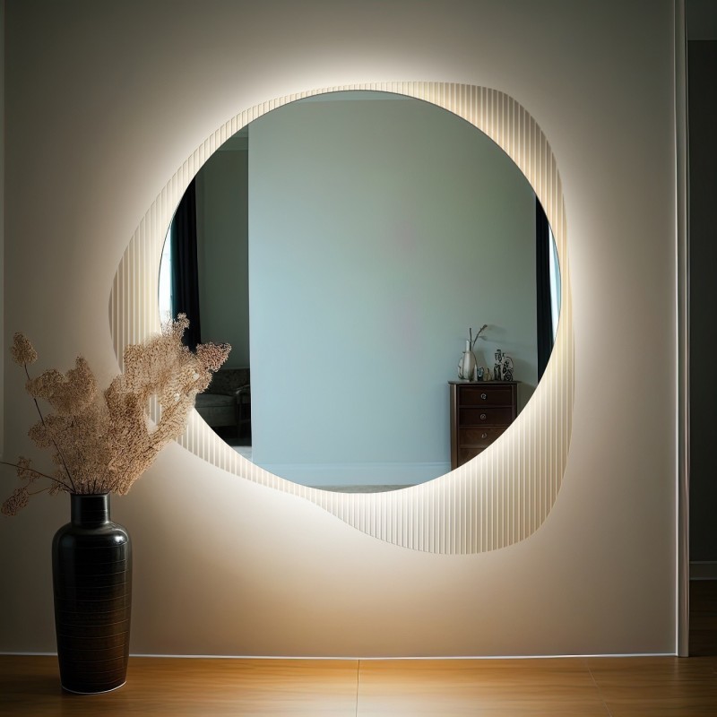 Miroir sur verre ornemental Estriado avec éclairage - LUXORA ELEGRA LED