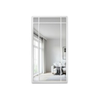 Miroir de loft avec meneaux dans un cadre blanc - ALEKSANDER