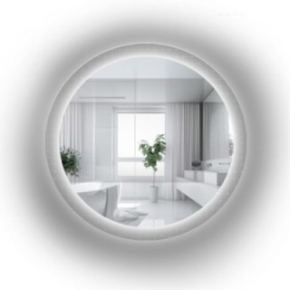 Miroir rond sur verre ornemental Master Flex avec éclairage - LUXORA FROSTED LED