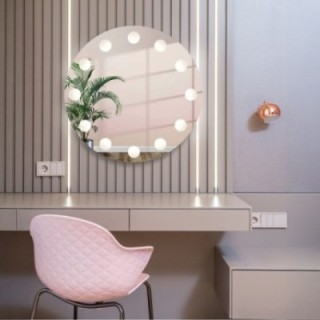 Miroir de coiffeuse rond avec éclairage LED - HOLLYWOOD