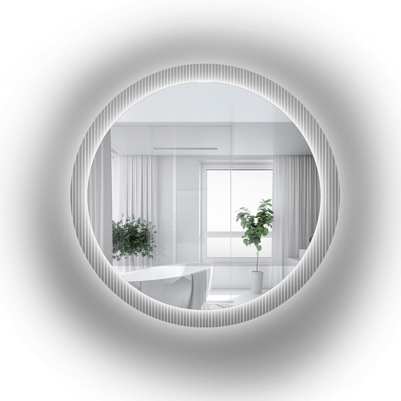 Miroir rond sur verre ornemental Visiosun Classic avec éclairage - LUXORA GLIMMER LED
