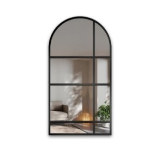 Miroir semi-ovale avec meneaux dans un cadre en mdf loft - JORDAN - couleur du cadre au choix