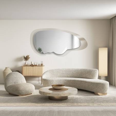 Miroir rond dans un cadre en mdf noir mat avec éclairage sablé - OTIS LED - couleur du cadre au choix