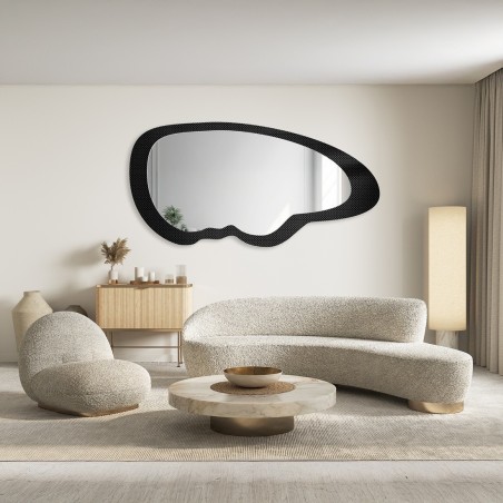 Miroir rond dans un cadre en mdf noir mat avec éclairage sablé - OTIS LED - couleur du cadre au choix
