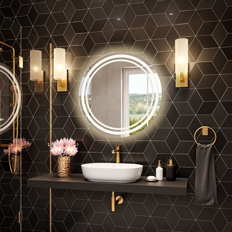 Miroir de salle de bain rond avec éclairage MAIA DUO LED