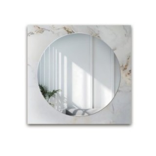 Miroir rond sur marbre blanc et doré en forme carrée – MARBLE BIANCO