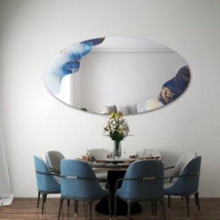 Miroir irrégulier sur marbre elliptique bleu – MARBLE ELFRA