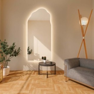 Miroir semi-ovale avec forme organique et éclairage - AURO LED 1