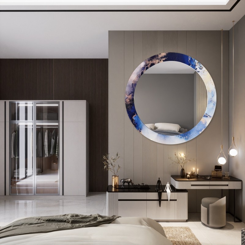 Miroir rond sur marbre bleu – MARBLE IRIS