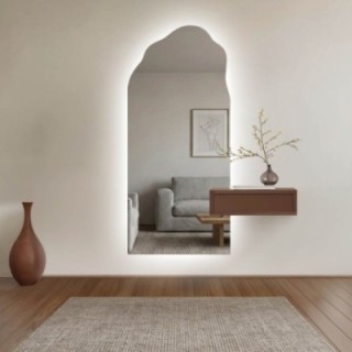 Miroir de forme irrégulière avec découpe d'armoire et éclairage - AURO 1 LED