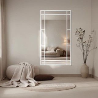 Miroir de loft avec meneaux dans un cadre blanc - SET